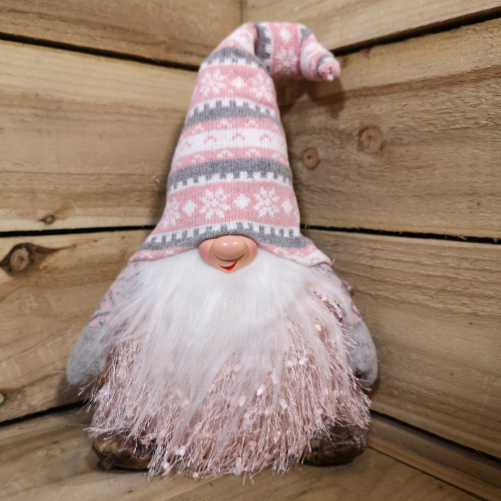 Samuel Alexander Grey and Pink LED Male Gonk Christmas Decoration with Striped Hat 30cm Image 5