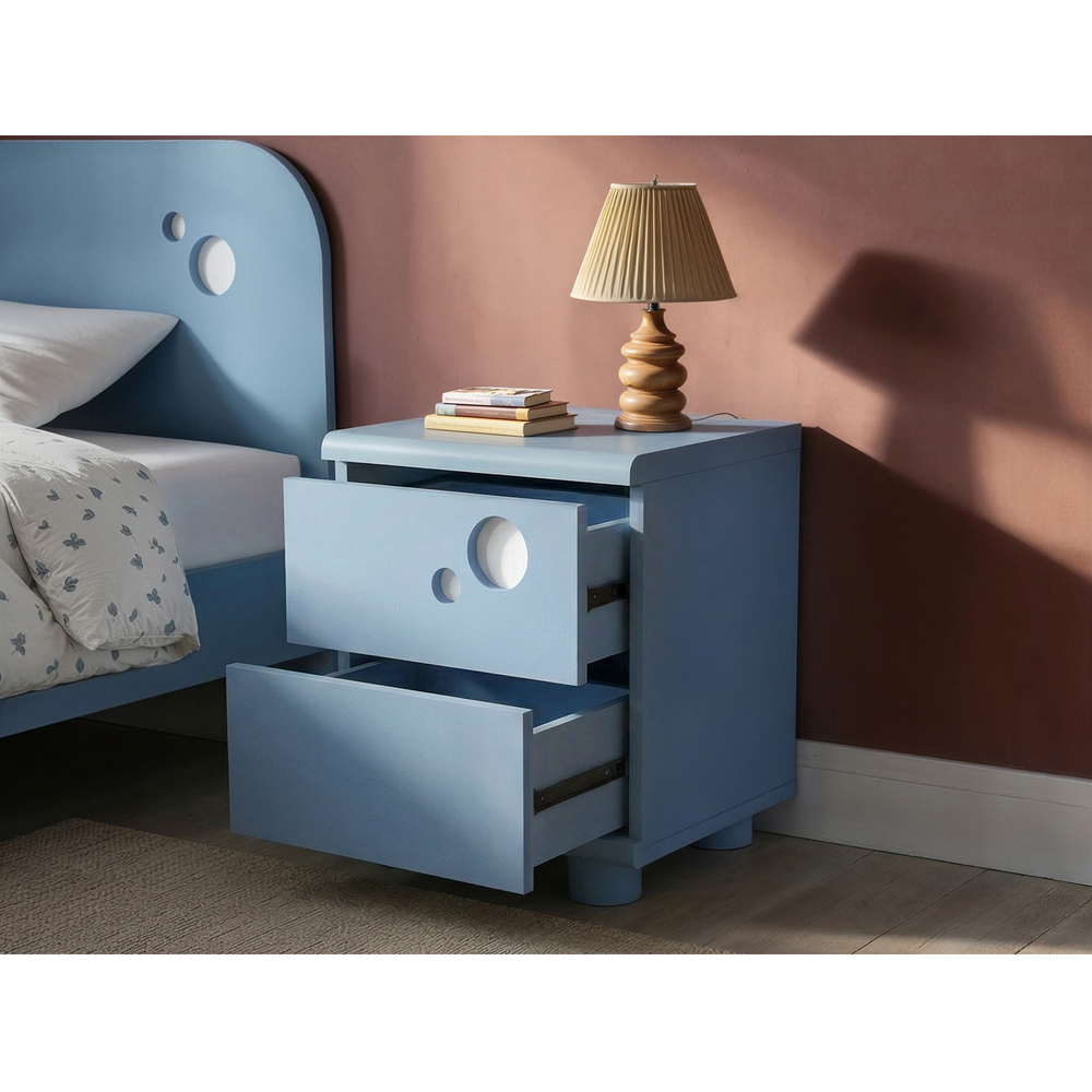 Flair Livana 2 Drawer Blue Bedside Table Image 6