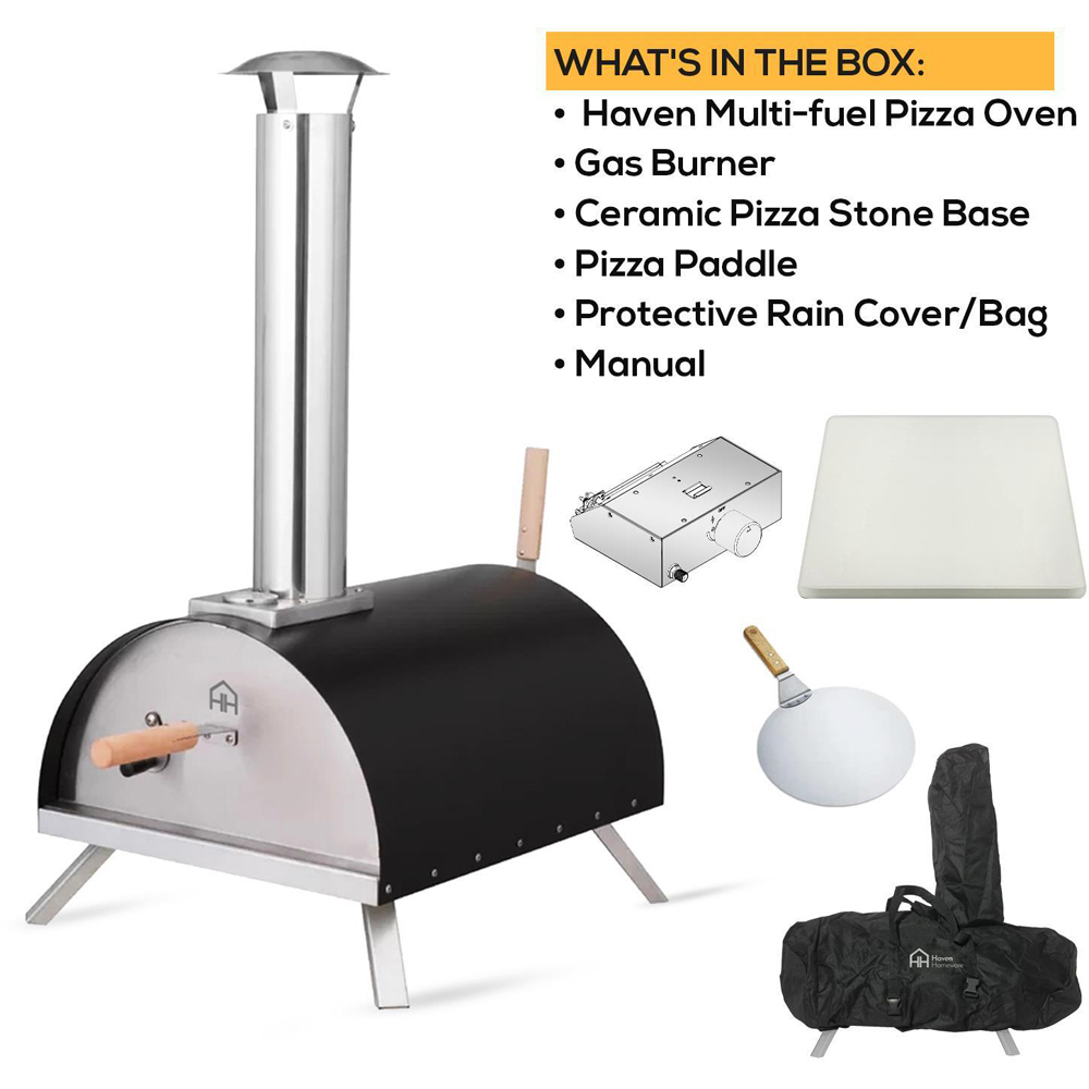 Haven Black and Silver Gas and Wood Fuel Pizza Oven Image 8