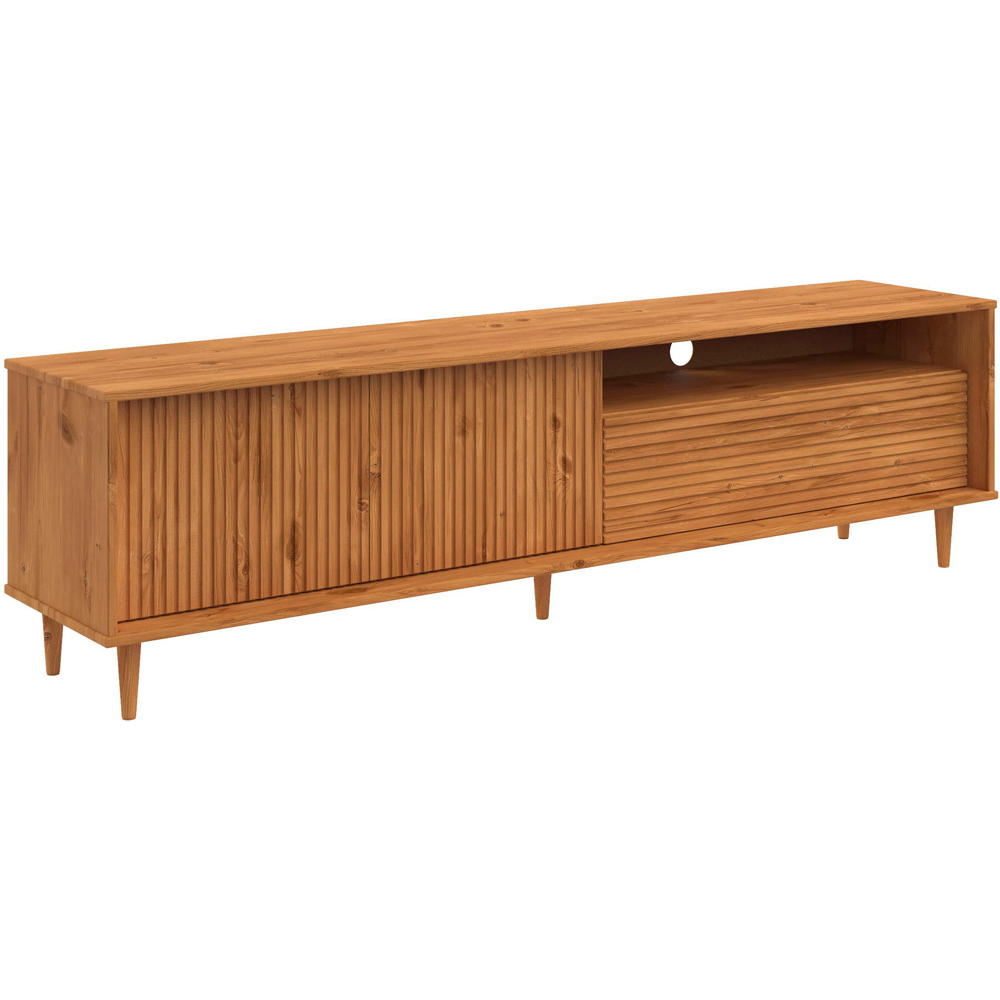 Loft24 Jerzy 2 Door Single Flap Door Stained Wax Lowboard Storage Cabinet Image 2