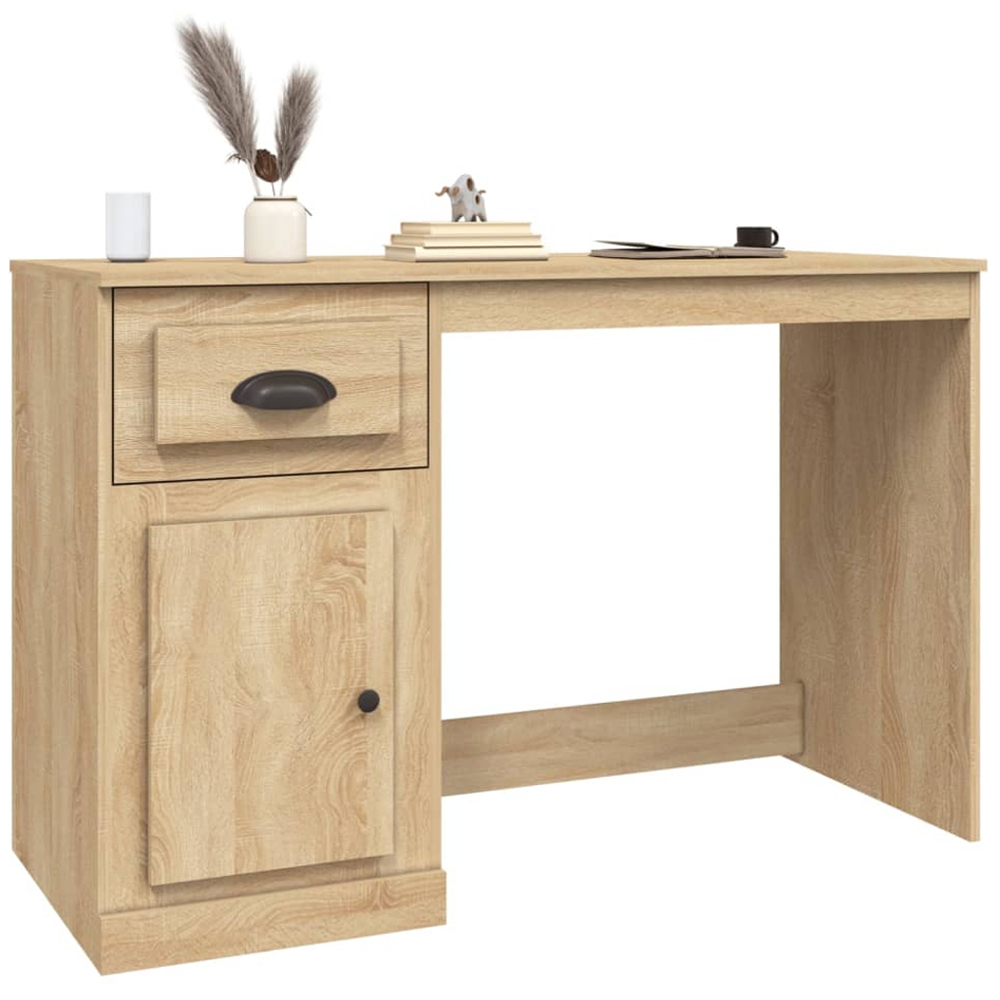 vidaXL Single Door Single Drawer Study Desk Sonoma Oak Image 3