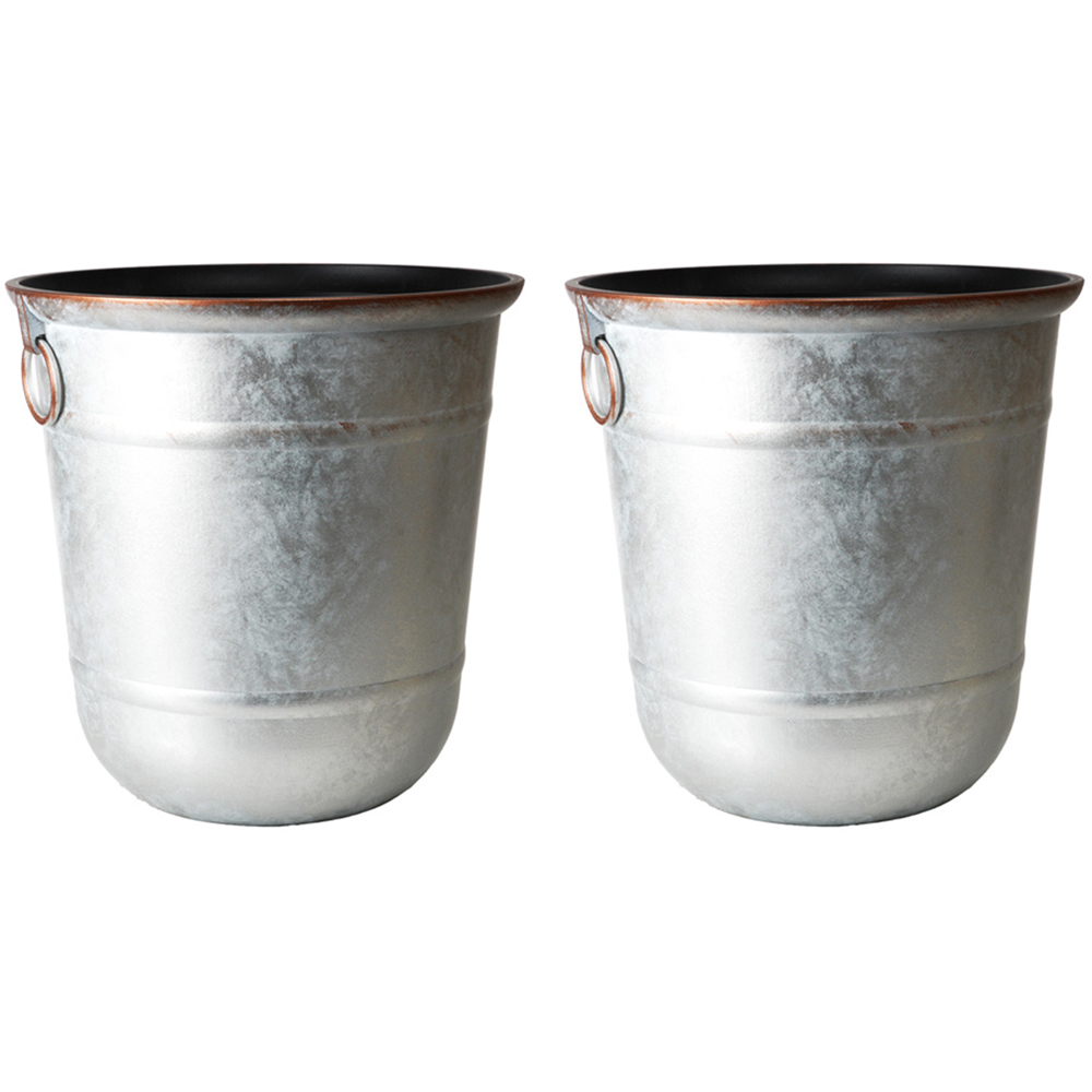 Jack Stonehouse Galvanised Steel and Copper Rim Effect Bucket Planter 32L 2 Pack Image 1