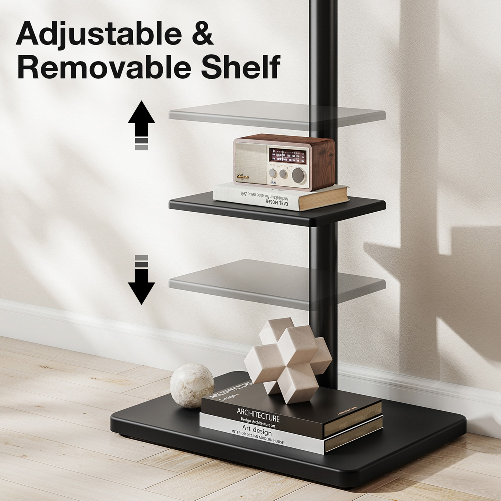 TTAP Black and Rectangular Black Base Single Shelf Floor Pedestal TV Stand Image 7