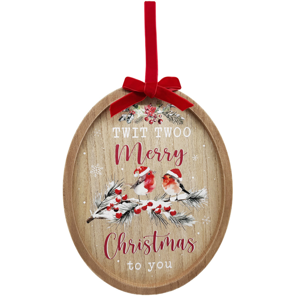 Christmas Robin Oval Hanging Plaque Image 1