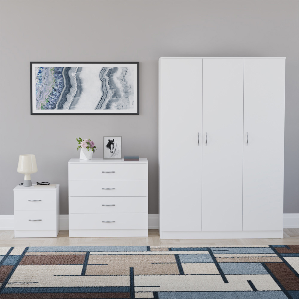 VIDA DESIGNS Riano White 3 Piece Bedroom Furniture Set Image 2