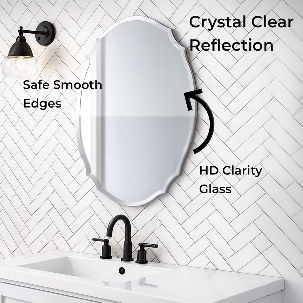 Neo Ellipse Frameless Bevelled Edge Wall Mirror 60 x 40cm Image 4