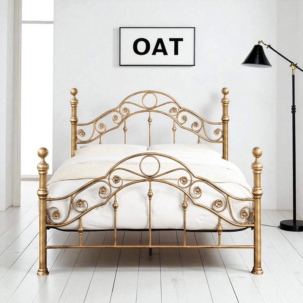 OAT Home Kensington King Size Antique Brass Effect Metal Bed Image 8