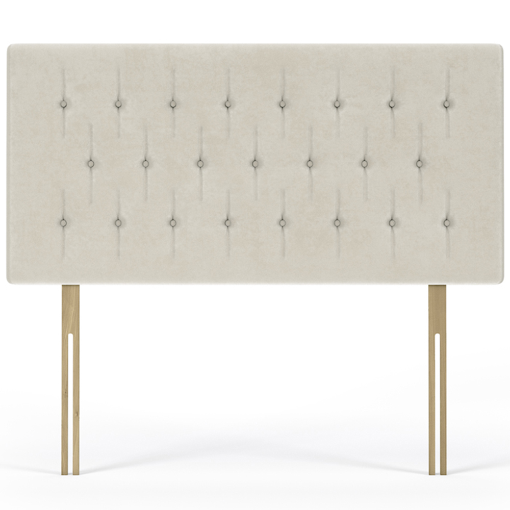 Bedmaster Small Double Cream Naples Velvet Lona Buttoned Headboard Image 2
