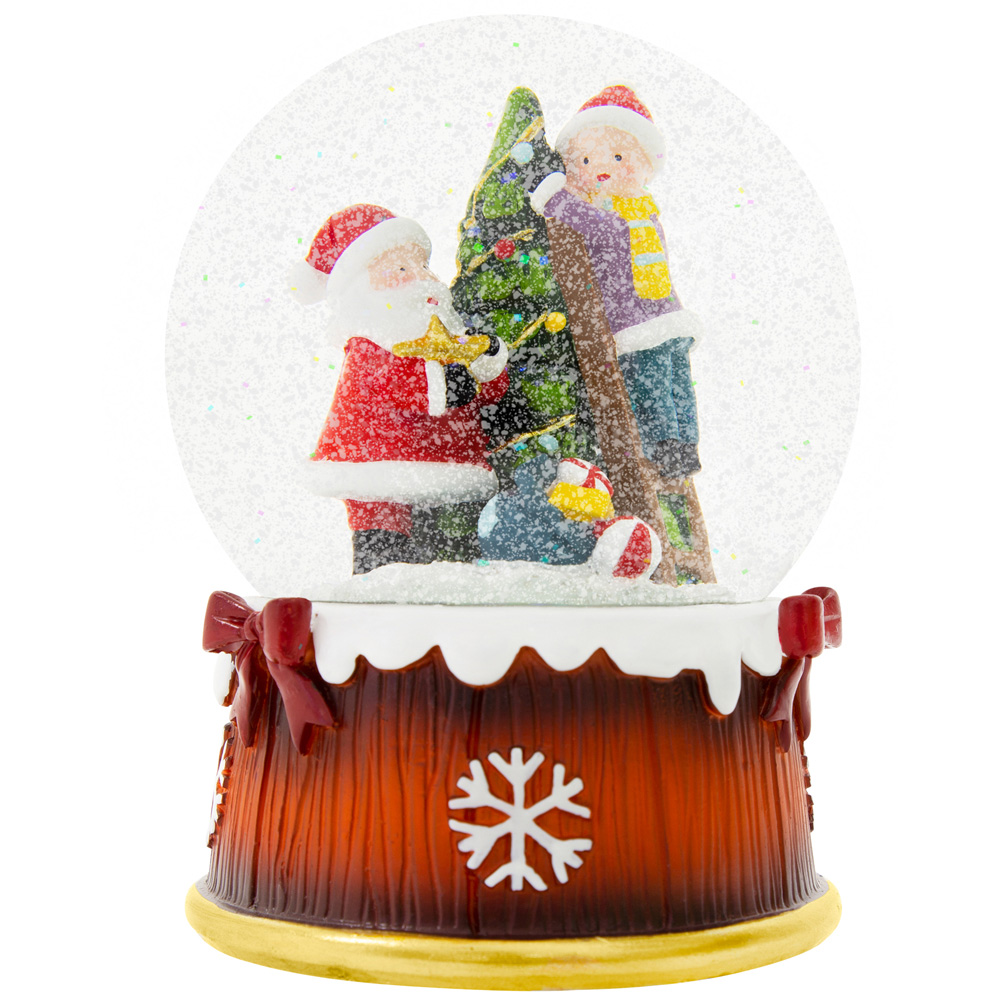 The Christmas Workshop Wind Up Musical Santa Snow Globe Decoration Image 1