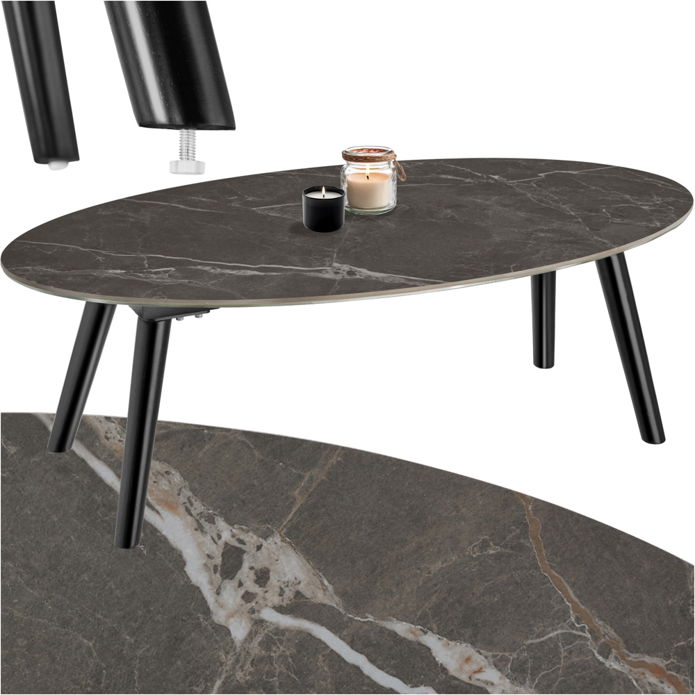 tectake Black Marble Effect Coffee Table Image 2
