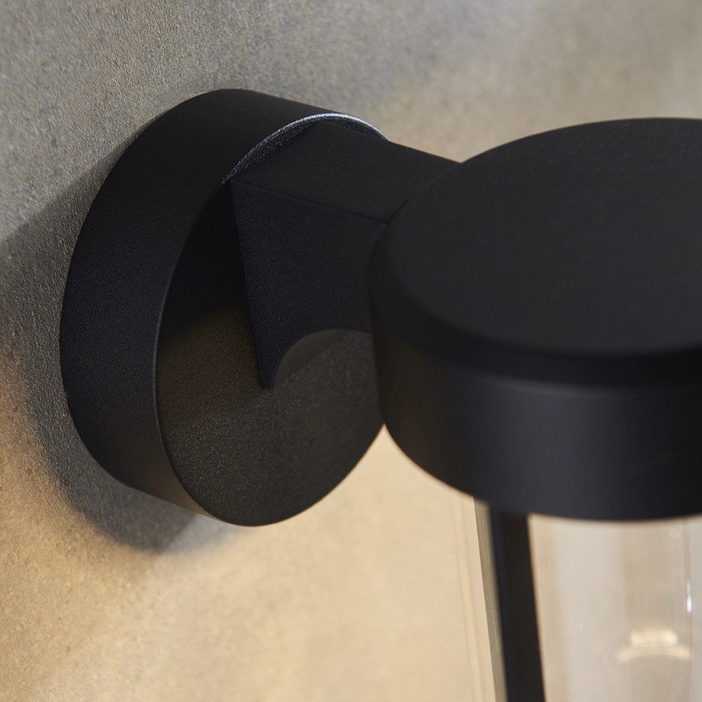 Merano Benevento Clear Glass Shade Matt Black LED Outdoor Wall Lamp Image 5