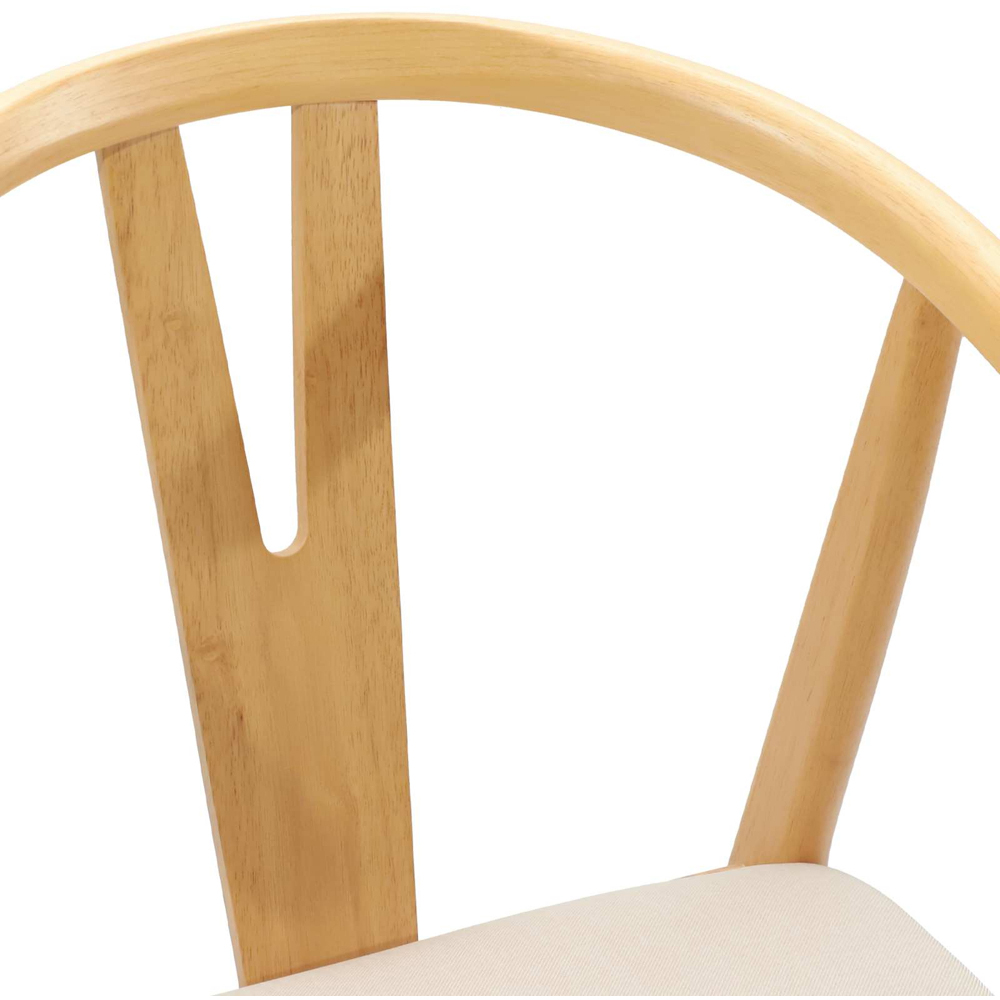 vidaXL Set of 2 Natural Rubberwood Dining Chairs Image 7