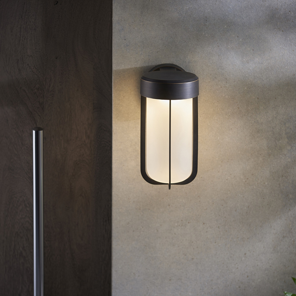 Merano Bevento Brushed Bronze LED Frosted Glass Outdoor Wall Lamp Image 6
