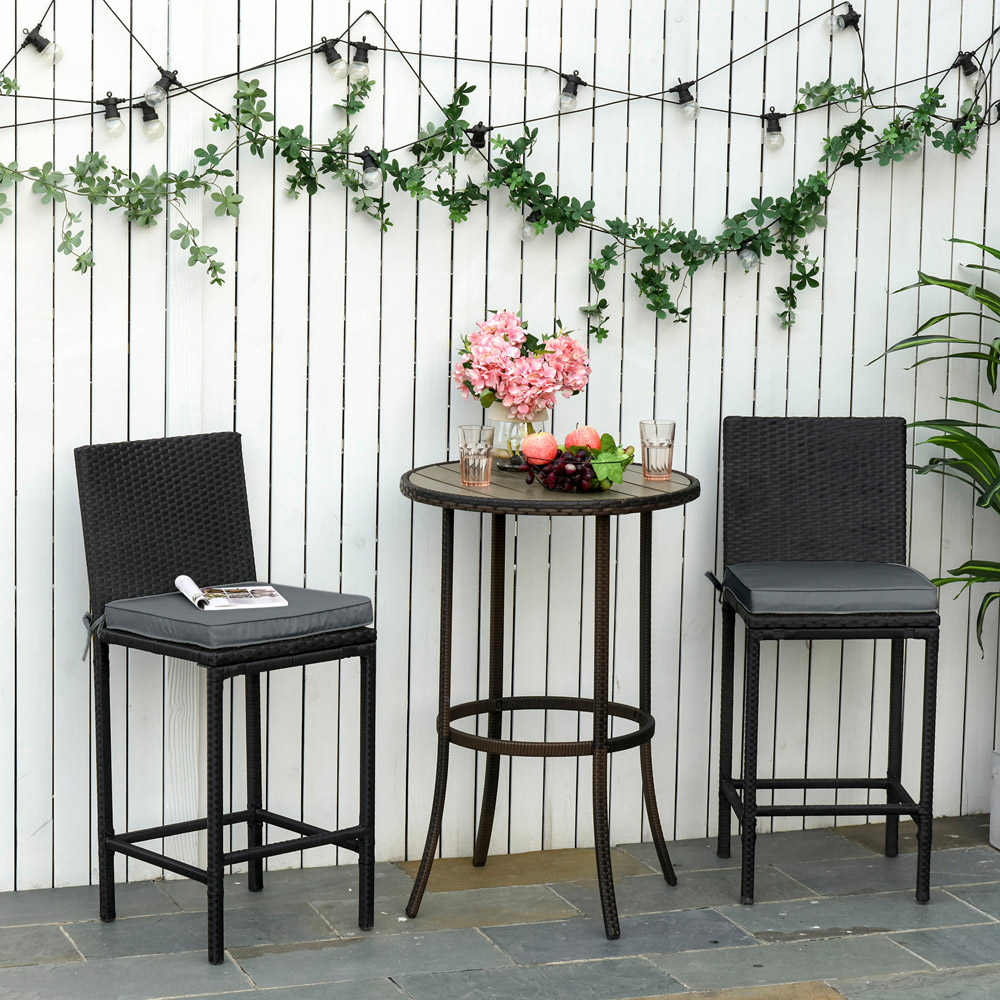 Outsunny Dark Grey Garden Chair Cushion with Ties 45 x 45cm 2 Pack Image 2