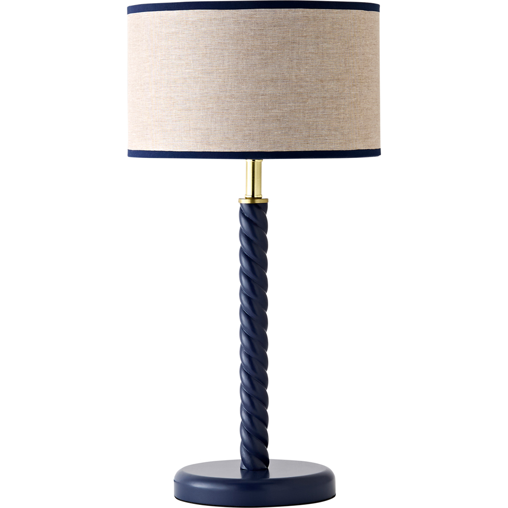 ValueLights Amara Linen Inner Shade Navy Twist Table Lamp with Bulb Image 1