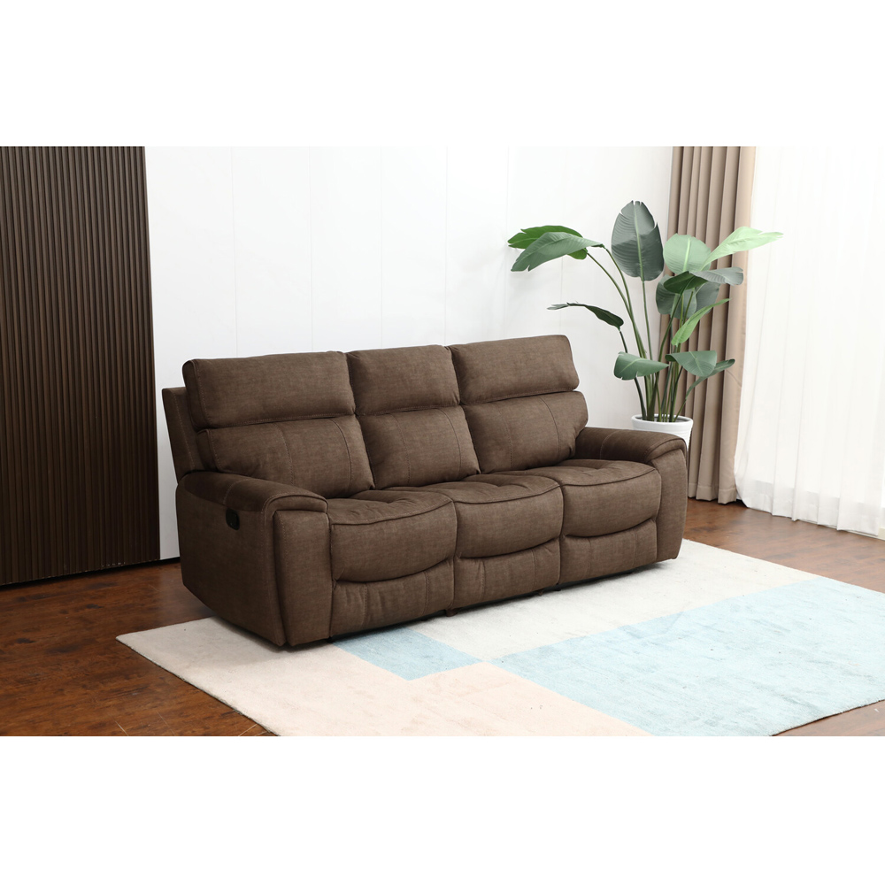 Cancun 3 Seater Brown Manual Recliner Sofa Image 6