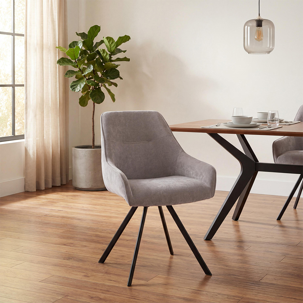 wilko Marlow Dark Oatmeal Swivel Dining Chair Image 7