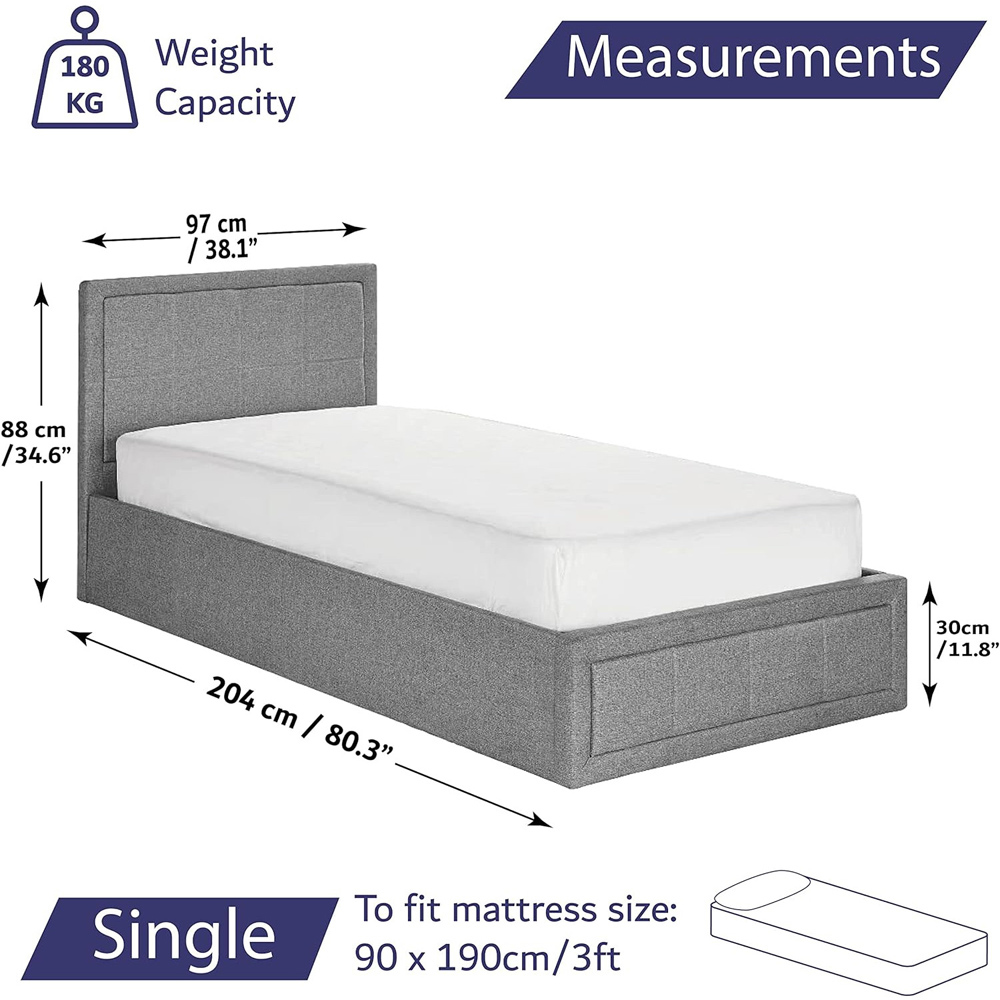 Portland Single Ottoman Upholstered Bed Frame with Storage Image 9