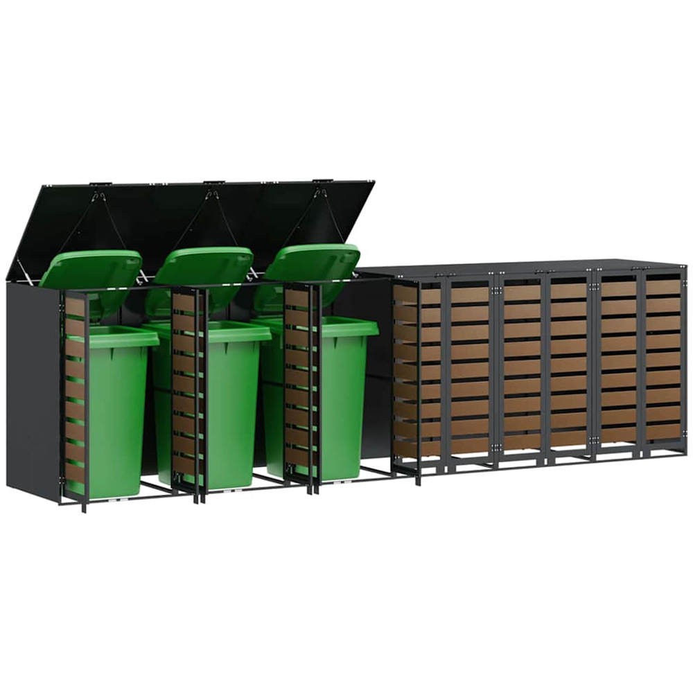 vidaXL Anthracite 6 Wheelie Bin Storage Shed with HDPE Door Image 3