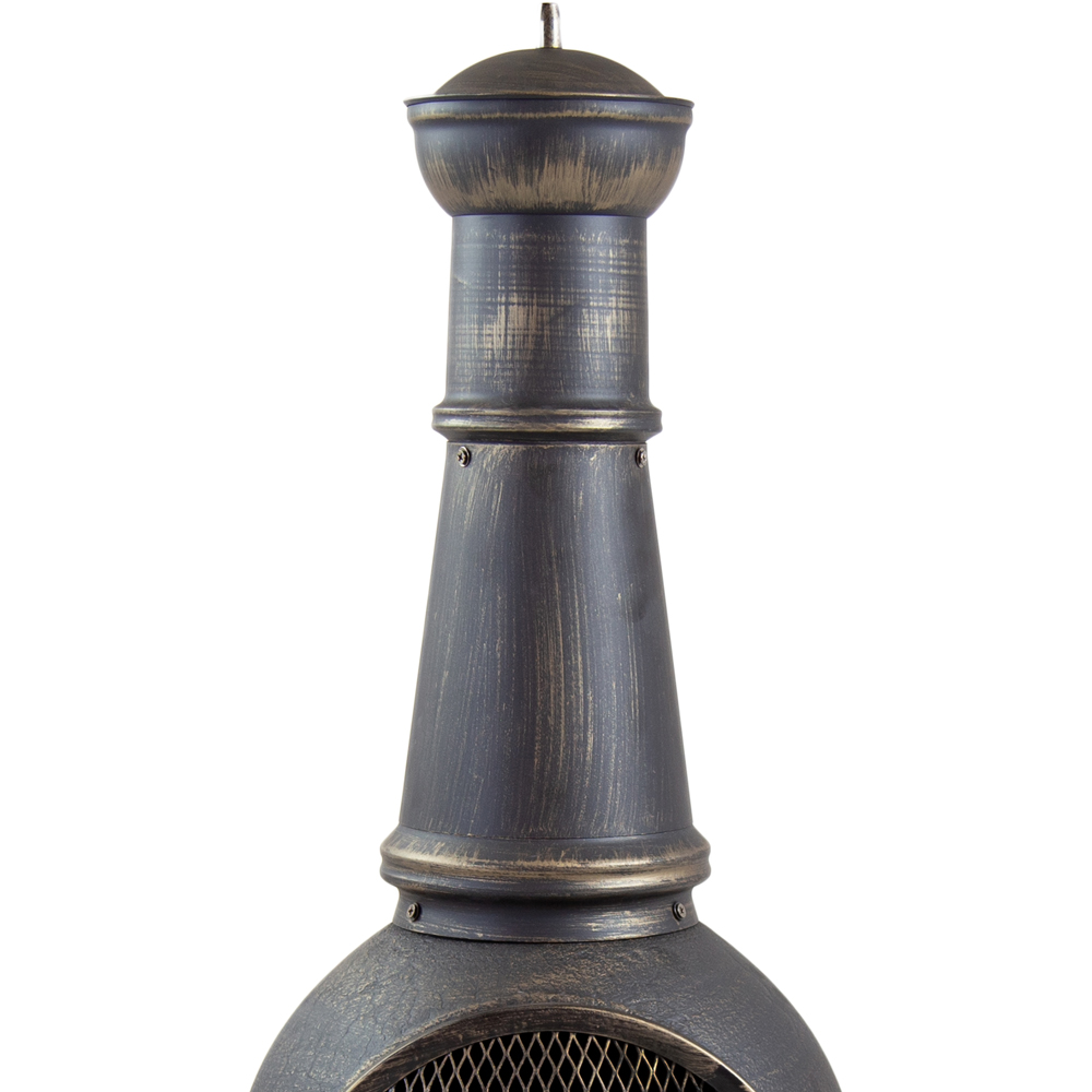 Charles Bentley Snug Seville 120cm Black Extra-Large Open Bowl Mesh Cast Iron and Steel Chiminea Image 5