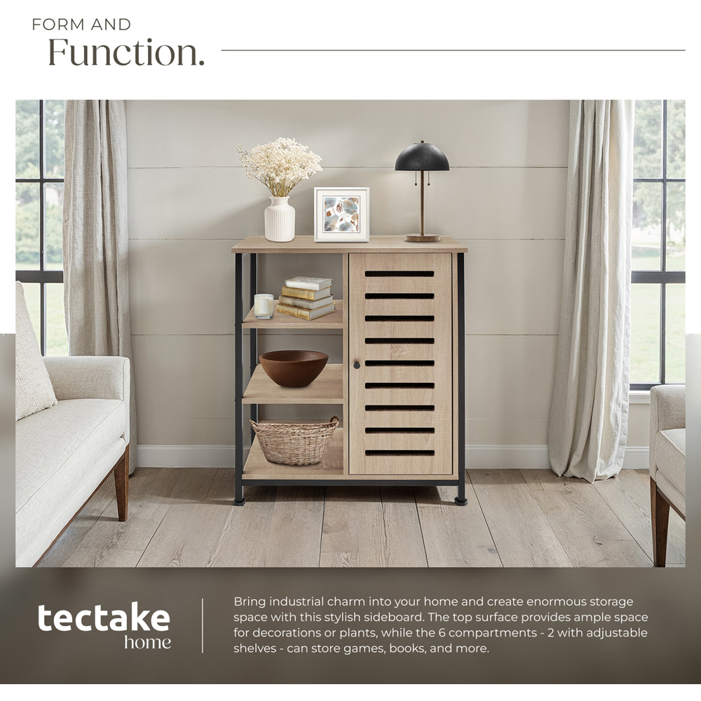 Tectake Runcorn Single Door 3 Shelf Sonoma Oak Sideboard Image 5