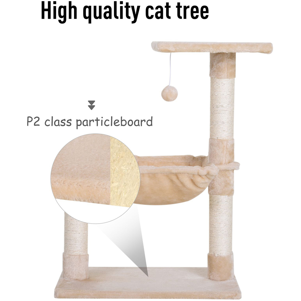 PawHut 70cm Beige Cat Activity Tree Image 3