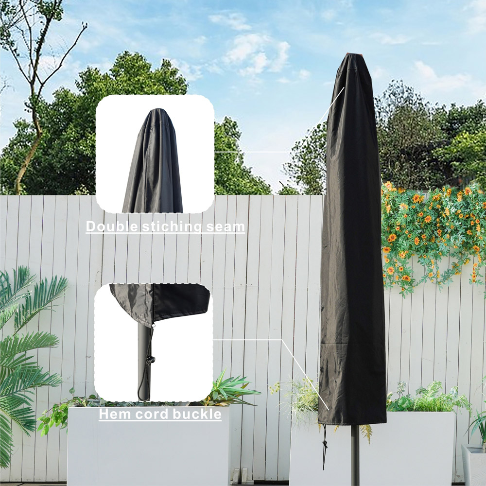 Direct Wicker Black Garden All Weather Parasol Cover Image 7