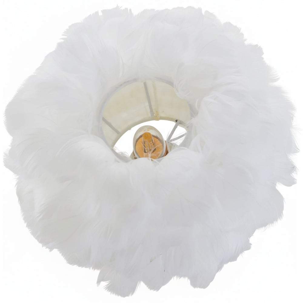 Living and Home Screw E27 Antique Bronze White Goose Feather Shade Table Lamp Image 5