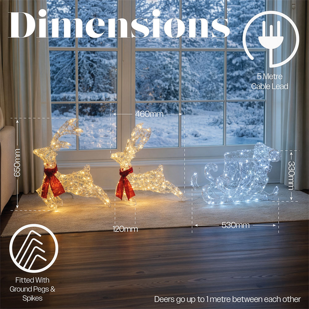Xmas Haus 240 Bright LED Acrylic Deer and Sleigh Christmas Decoration Image 8