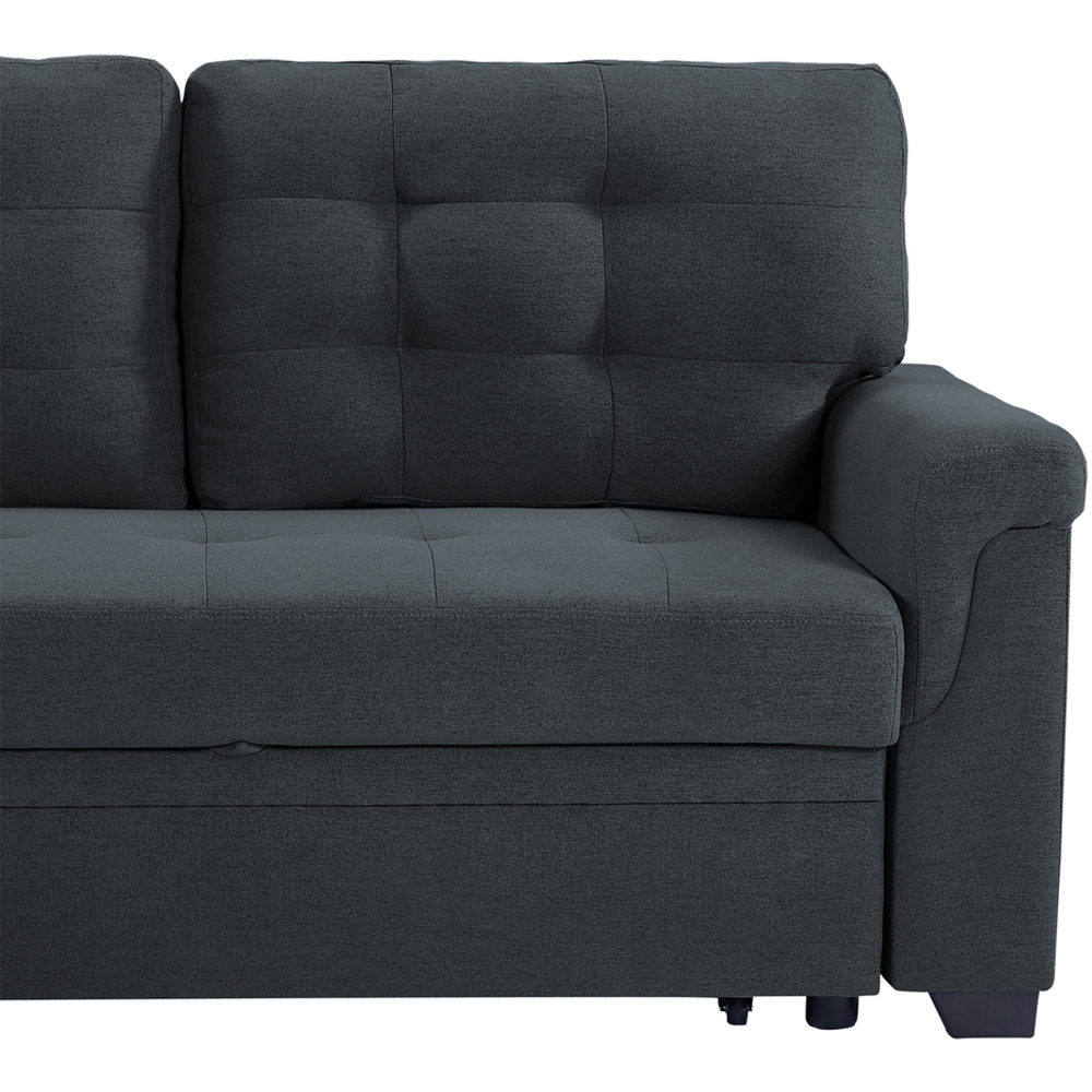 Furniture One 3 Seater Dark Grey Linen Corner Storage Sofa Bed Image 7