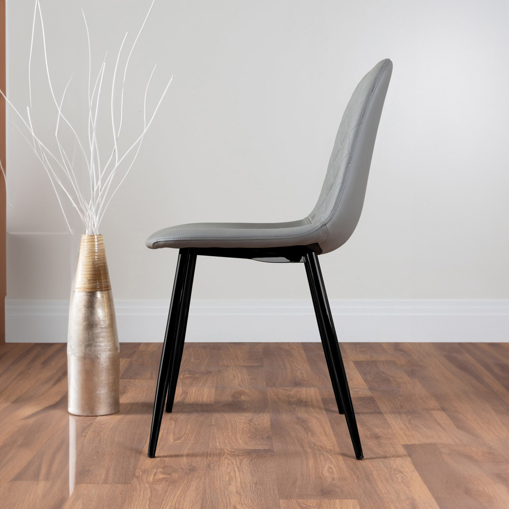 Furniturebox Molini Solara 6 Seater Dining Set White Gloss Grey and Black Image 4