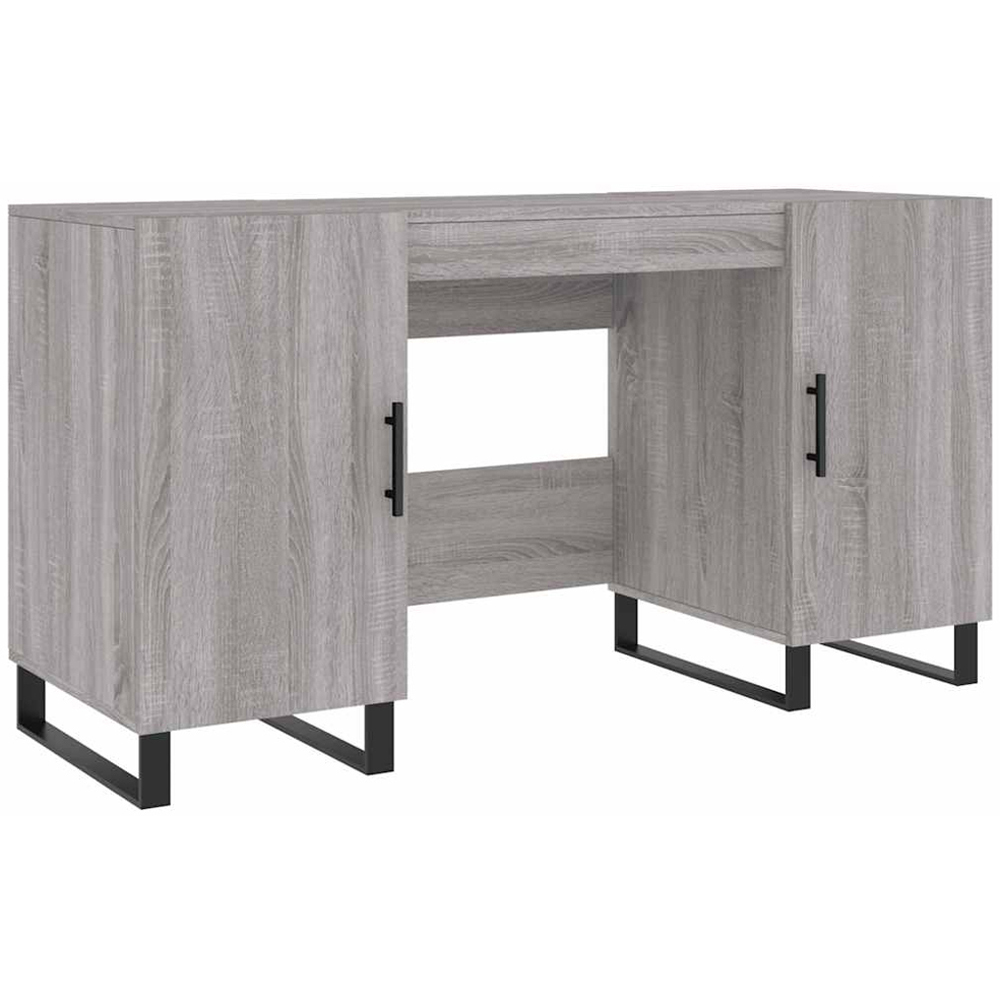vidaXL 2 Door Computer Desk Grey Sonoma Image 2