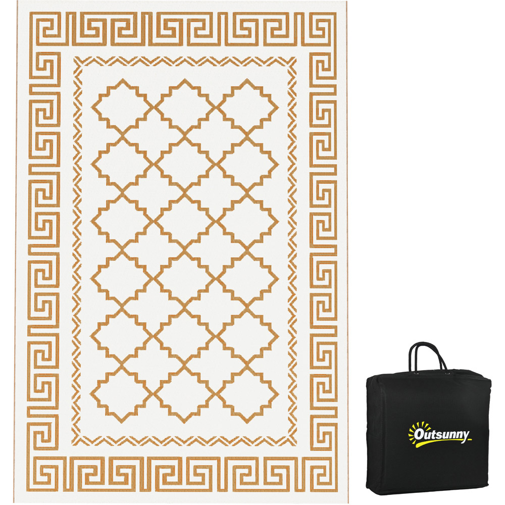 Outsunny Brown and Cream Reversible Outdoor Mat 182 x 274cm Image 1