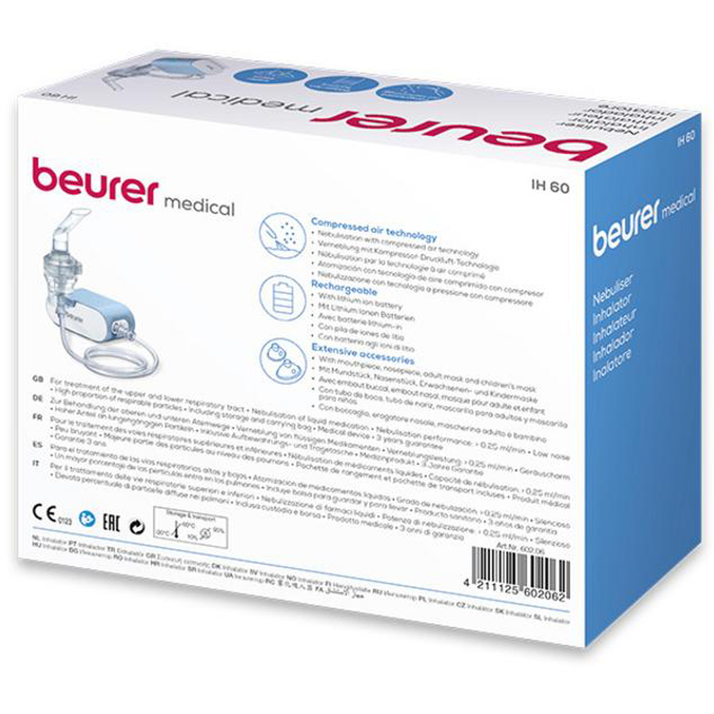 Beurer White Nebuliser with Compressed Air Technology and Built-In Li-Ion Battery Image 2