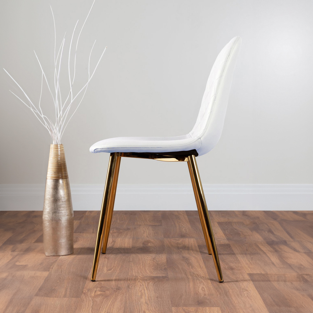 Furniturebox Tavolo Solara 6 Seater Dining Set White and Gold Image 4