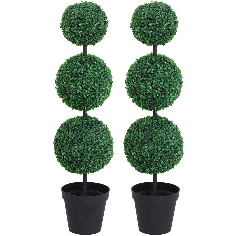 Outsunny Boxwood Ball Tree Artificial Plant In Pot 3.6ft 2 Pack Image 1