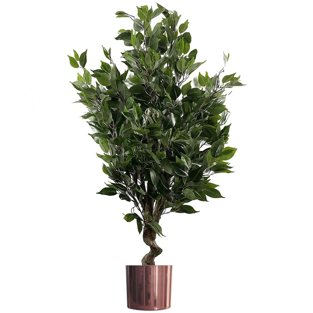 Leaf Evergreen Twist Ficus Artificial Plant in Copper Planter 110cm Image 1