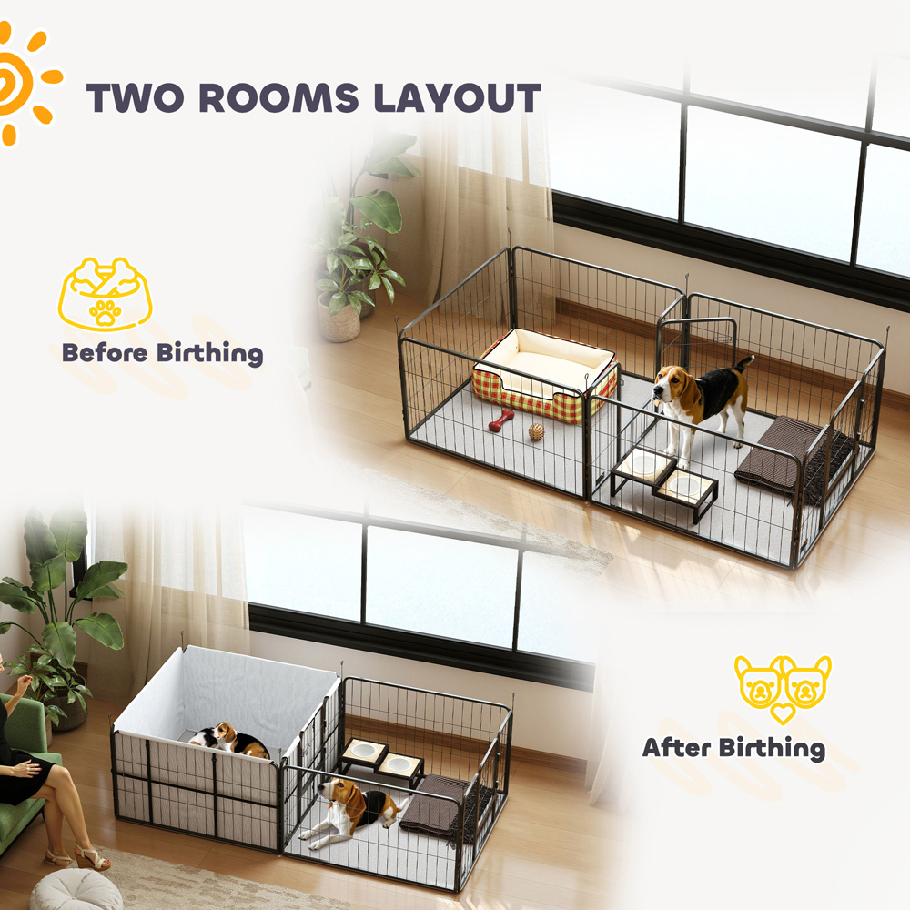 PawHut 7 Panel Whelping Box for Dogs Image 6