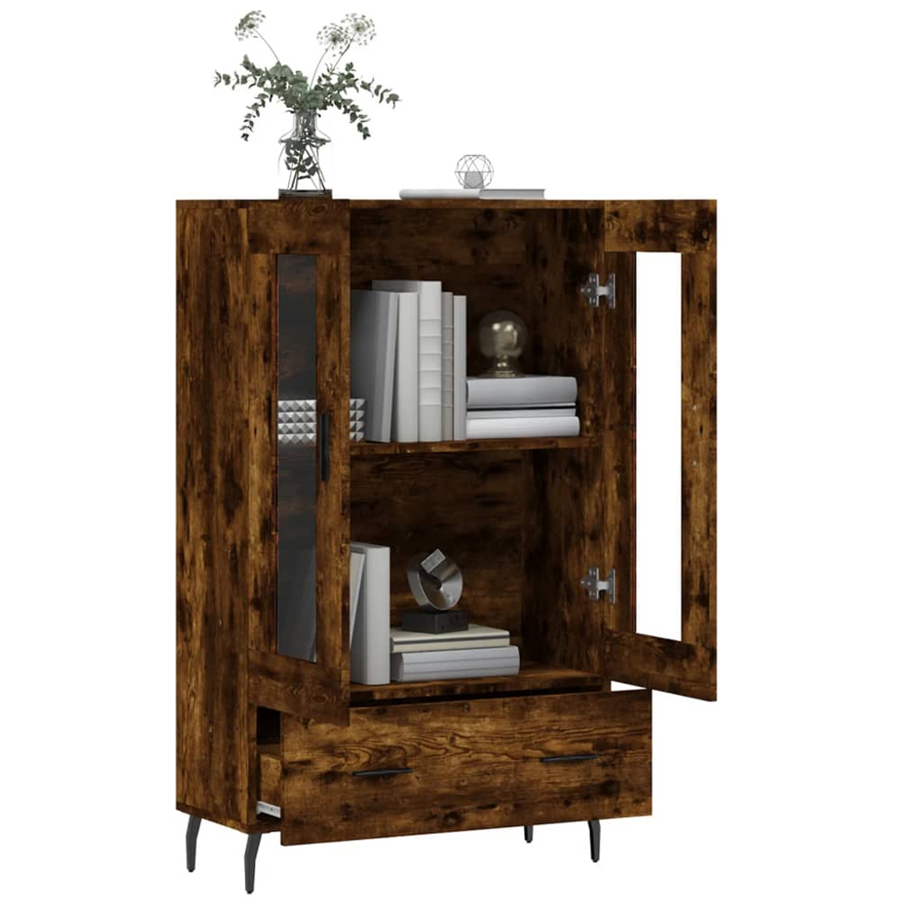 vidaXL 2 Glass Door Single Drawer Sonoma Oak Highboard Image 4