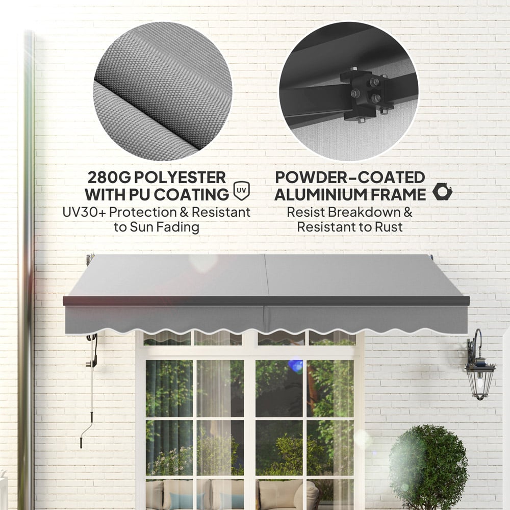 Outsunny 3.5 x 2.5m Light Grey Electric Retractable Awning Image 5