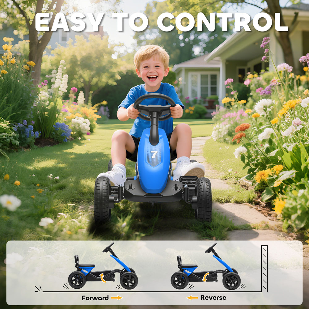 Tommy Toys Kids Pedal Go Kart with Silent EVA Wheels Blue Image 7