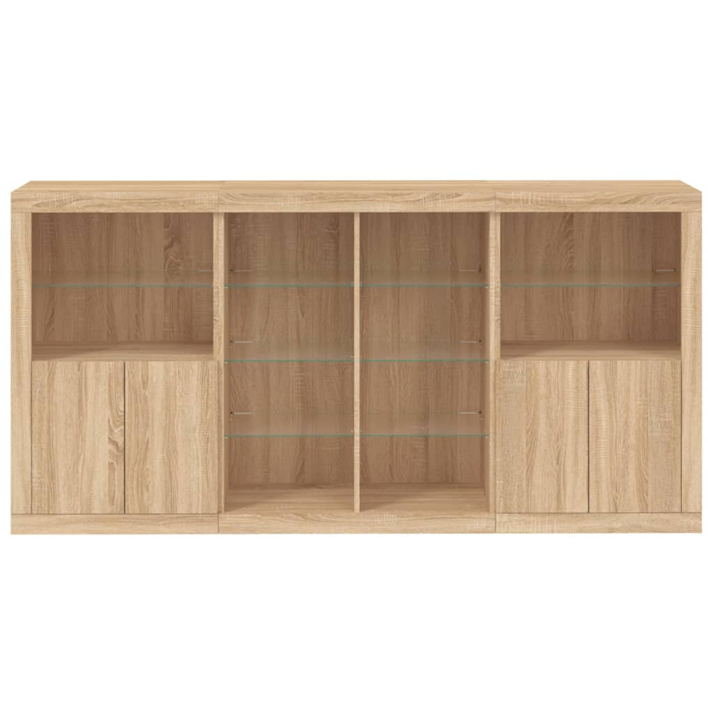 vidaXL 4 Door 12 Shelf Sonoma Oak Sideboard with LED Lights Image 6