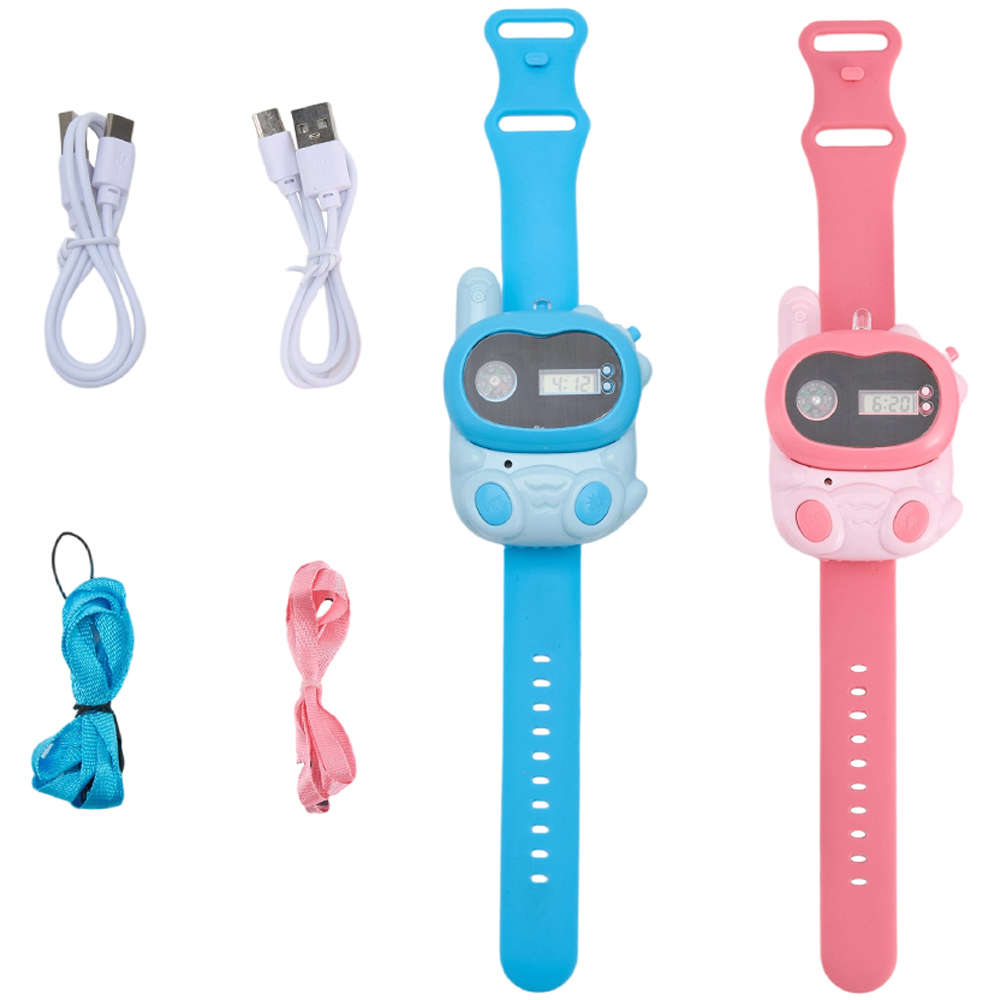 H&O Direct Kids Blue and Pink 500m Range Wearable Mini Walkie Talkie Watch 2 Pack Image 2