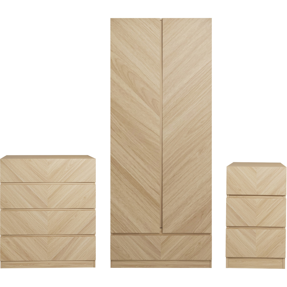 GFW Catania Euro Oak Wood 3 Piece Bedroom Furniture Set Image 2