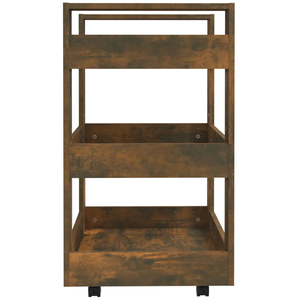 vidaXL 3 Shelf Smoked Oak Kitchen Trolley Image 3