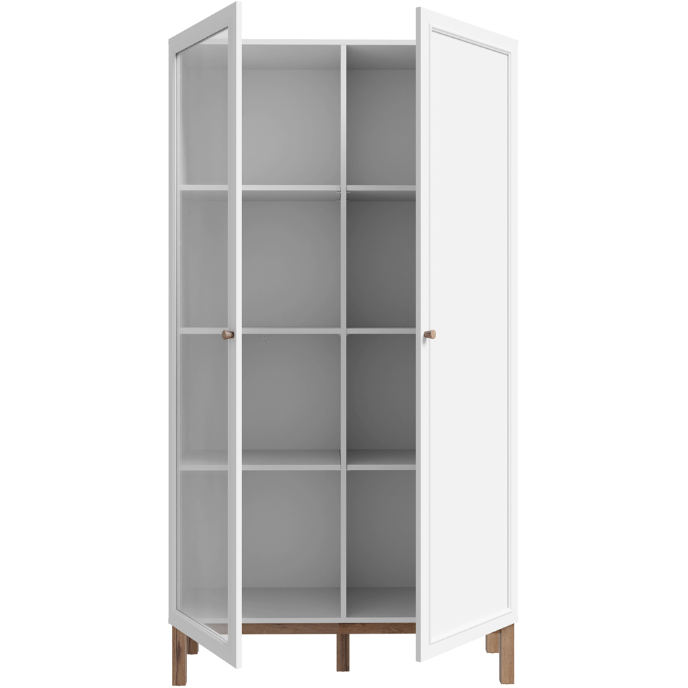 Florence Wensley 2 Door Light Grey and Oak Glass Display Cabinet Image 5