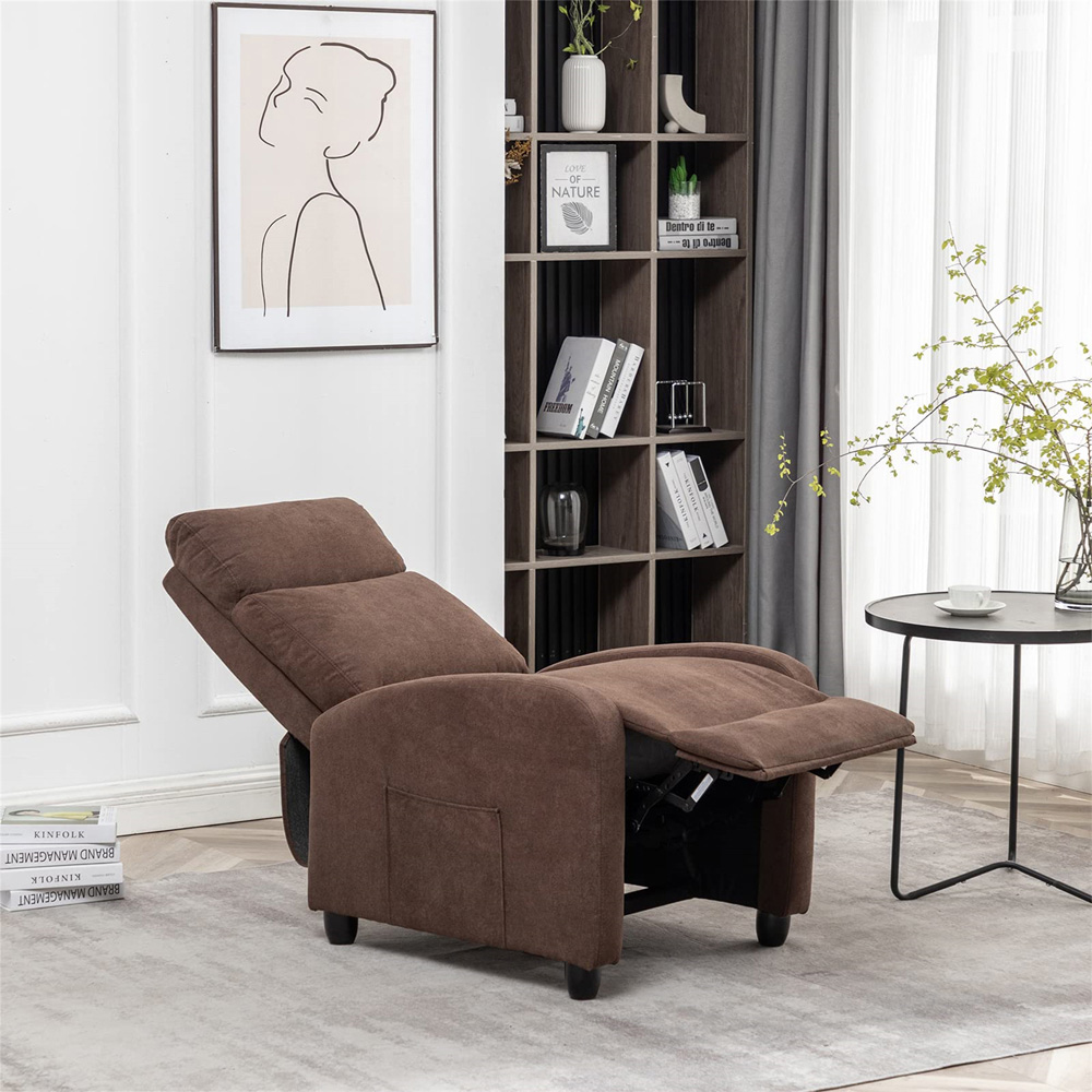 Furniture One Brown Velvet Pushback Massage Armchair Image 4