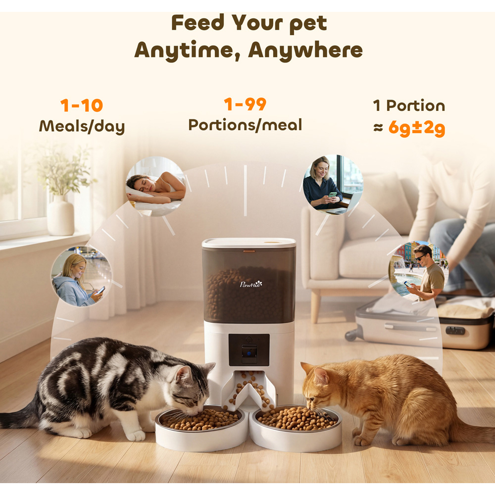PawHut 6L Smart Cat Feeder with HD Camera and Voice Recorder Image 8