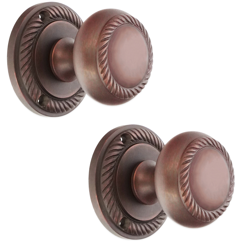 Spira Brass Aged Bronze Georgian Mortice Door Knob 2 Pack Image 1