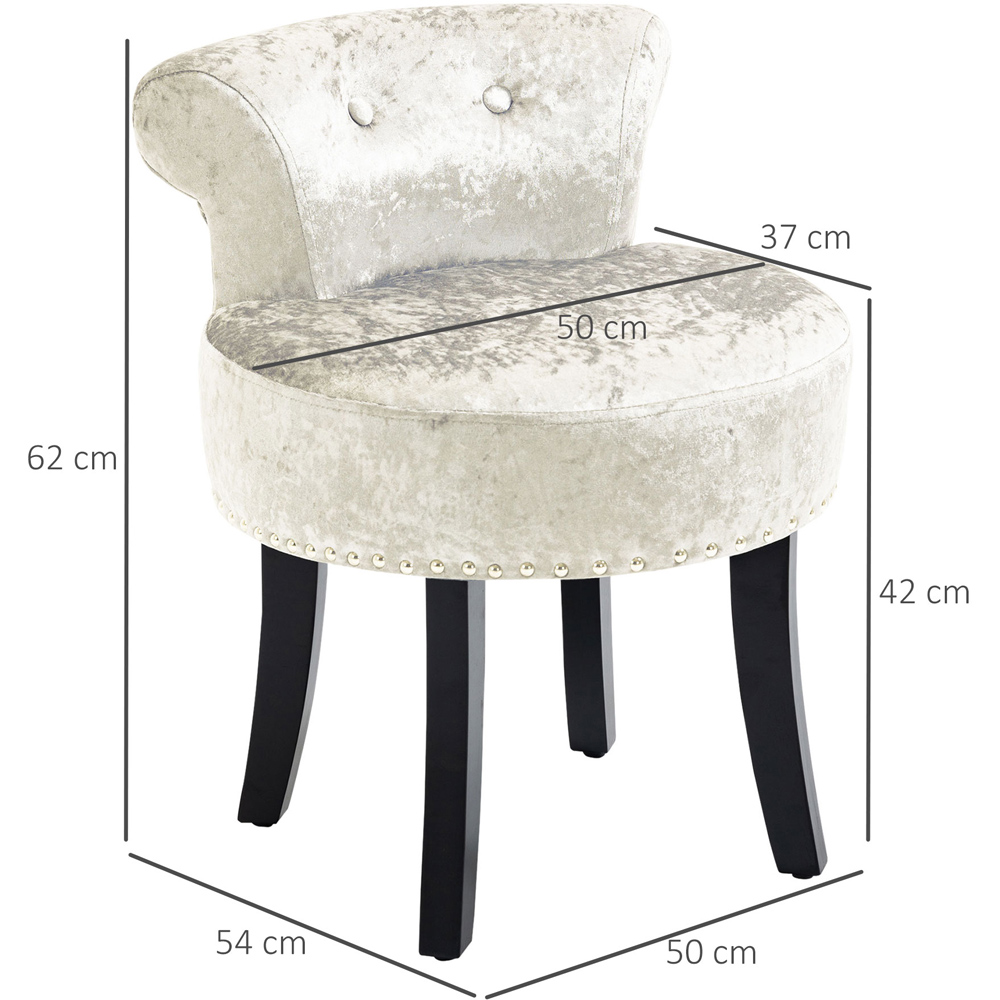 Portland Beige Vanity Seat Dressing Table Stool with Rubber Wood Legs Image 9